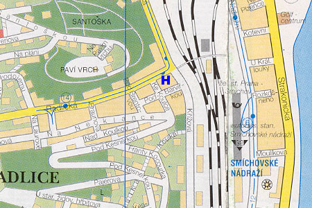 Prag Stadtplan mit Hostel Arpacay