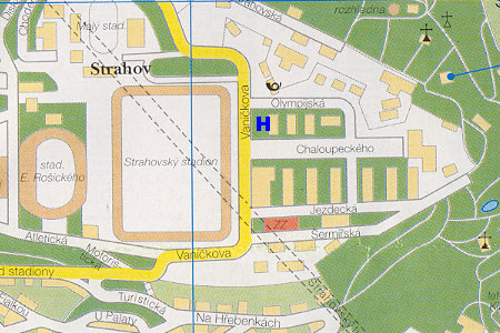Prag Stadtplan mit Hostel Strahov