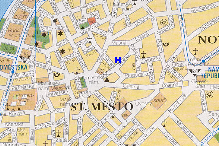 Prag Stadtplan mit Hostel Tyn