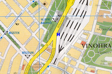 Prag Stadtplan mit Hostel Vesta