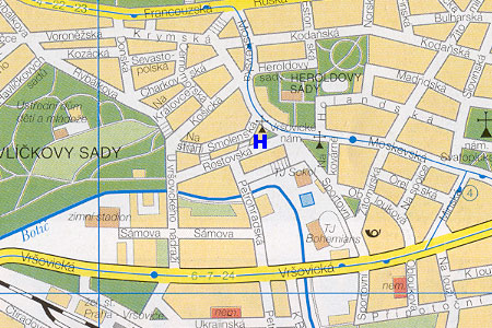 Prag Stadtplan mit Hotel Agricola