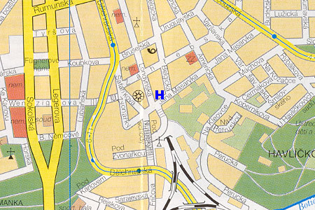 Prag Stadtplan mit Hotel Ametyst