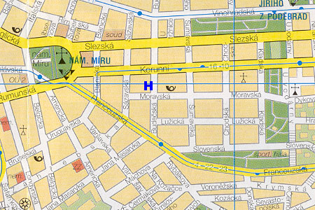 Prag Stadtplan mit Hotel Anna