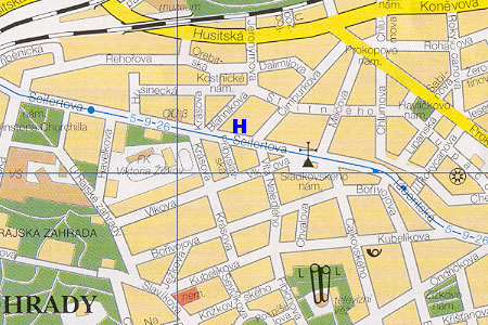Prag Stadtplan mit Hotel Ariston