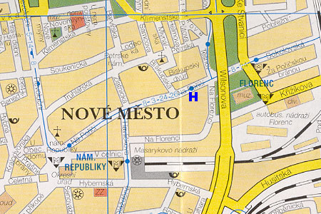 Prag Stadtplan mit Hotel Axa