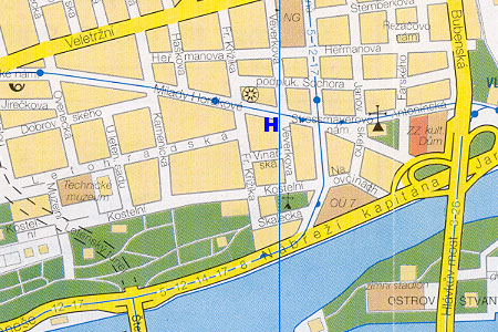 Prag Stadtplan mit Hotel Belvedere