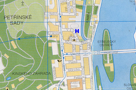 Prag Stadtplan mit Hotel Best Western Kampa