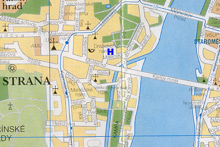 Prag Stadtplan mit Hotel Biskupsky Dum