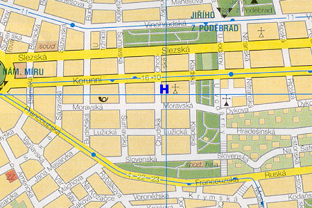 Prag Stadtplan mit Hotel Chodska