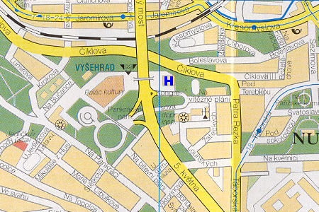 Prag Stadtplan mit Hotel Corinthia Towers