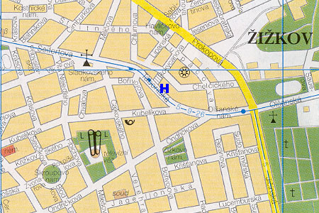 Prag Stadtplan mit Hotel Golden City