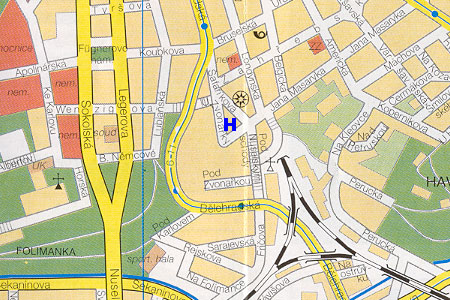 Prag Stadtplan mit Hotel Le Palais