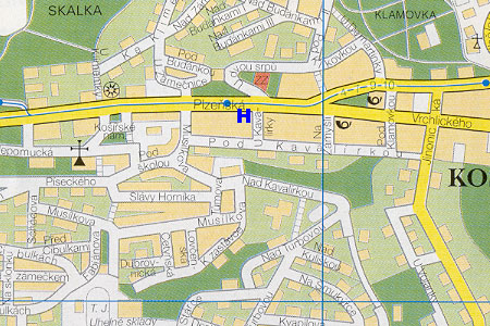 Prag Stadtplan mit Hotel Kavalir