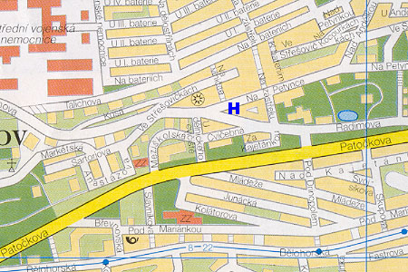 Prag Stadtplan mit Hotel Marketa
