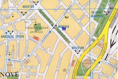 Prag Stadtplan mit Hotel Meran