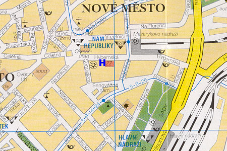Prag Stadtplan mit Hotel Meteor Plaza