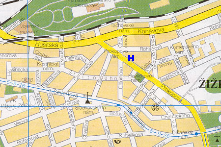 Prag Stadtplan mit Hotel Prokopka