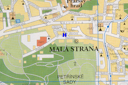 Prag Stadtplan mit Hotel Sax