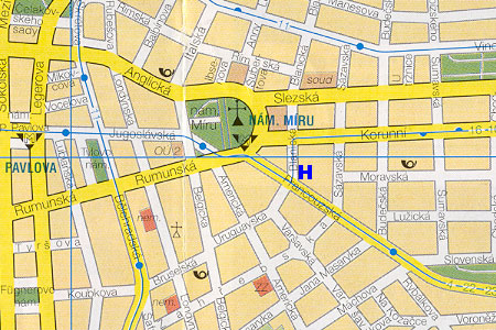 Prag Stadtplan mit Hotel Tosca