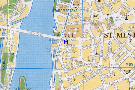 Prag Stadtplan mit Hotel U Zlateho Stromu