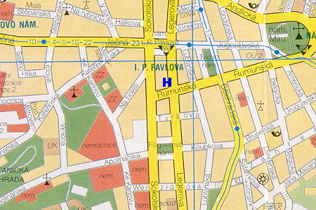 Prag Stadtplan mit Pension Brezina
