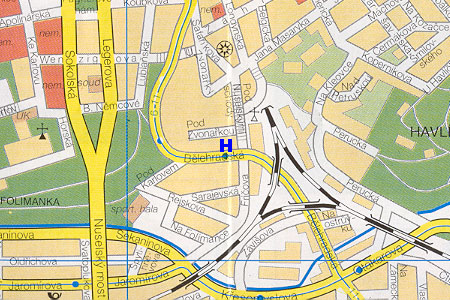 Prag Stadtplan mit Pension Krokodyl