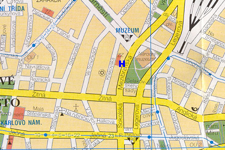 Prag Stadtplan mit Pension Musketyr