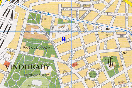 Prag Stadtplan mit Hostel Pension 15