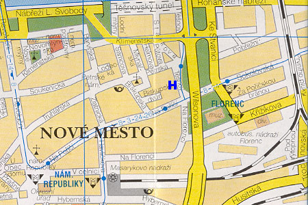 Prag Stadtplan mit Pension Unie